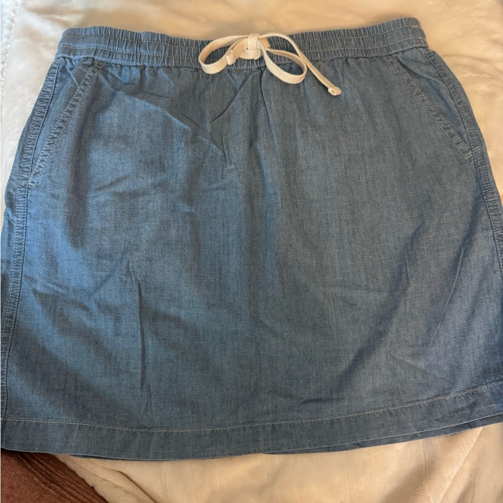 NWT J. Crew SEASIDE Light Blue Denim Drawstring Mini Skirt, S - Picture 3 of 6